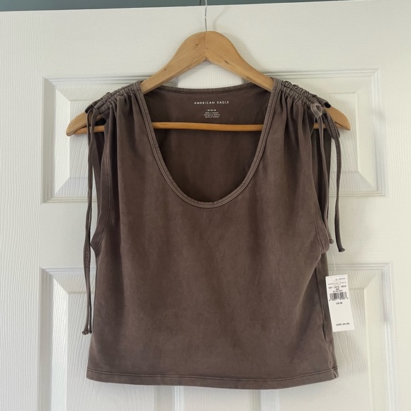 American Eagle Outfitters Tops - SOLD xlist American Eagle Top Short Sleeve Crop Brown NWT